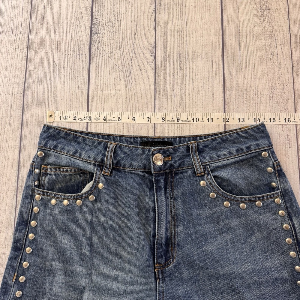 House of Harlow 1960 Studded Wide Leg Jeans Womens Size 6 Blue Denim Inseam 30" - Picture 6 of 10